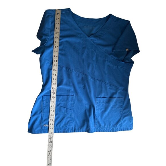 Greys Anatomy By Barco Blue Scrub Top XL V-Neck Short Sleeve With Pockets - Picture 9 of 9
